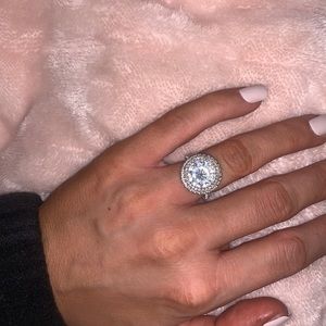 Moissanite Halo White Gold Diamond Ring